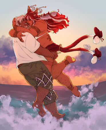 full body, pair, simple bg