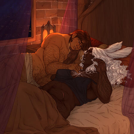 2 half bodies, detailed BG